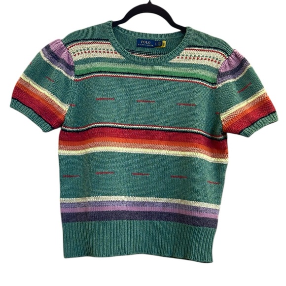 Polo Ralph Lauren Serape Stripe Cotton Silk Sweater, L - Picture 2 of 6